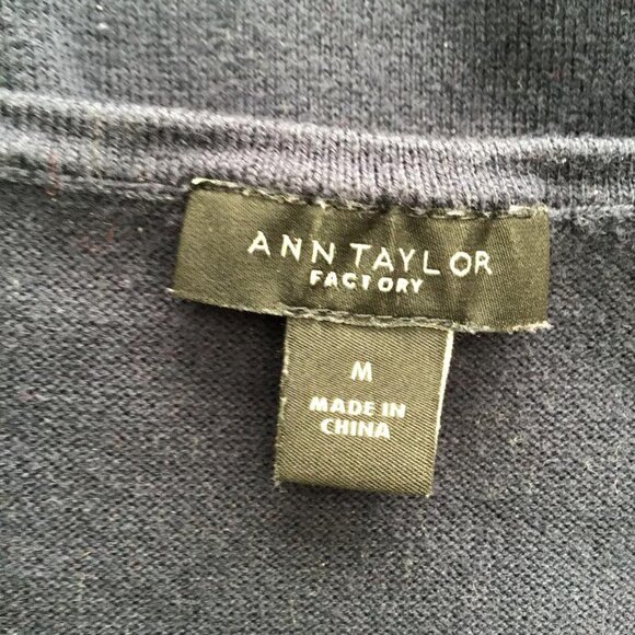 ANN TAYLOR SZ M Cotton/Nylon Navy Pleated Scoop Neck Pullover Sweater - Picture 4 of 4